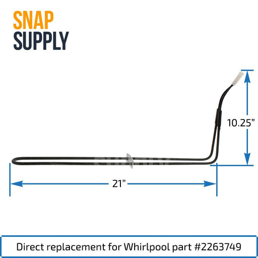2263749 Defrost Heater for Whirlpool - Snap Supply--Defrost Heater-Retail-Test product