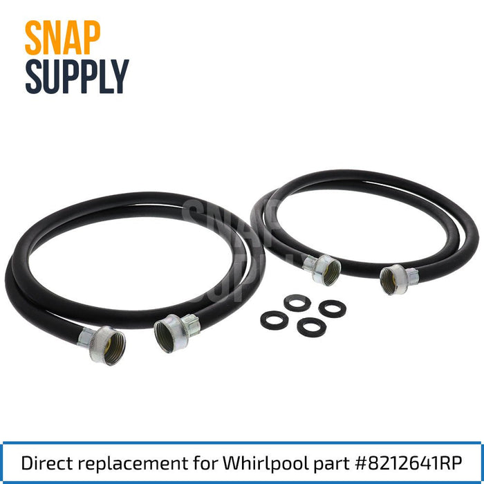 8212641RP 5-Feet Black Rubber Washer Inlet Hose (2 Pack) for Whirlpool - Snap Supply--Inlet Hose-Laundry-Laundry Other